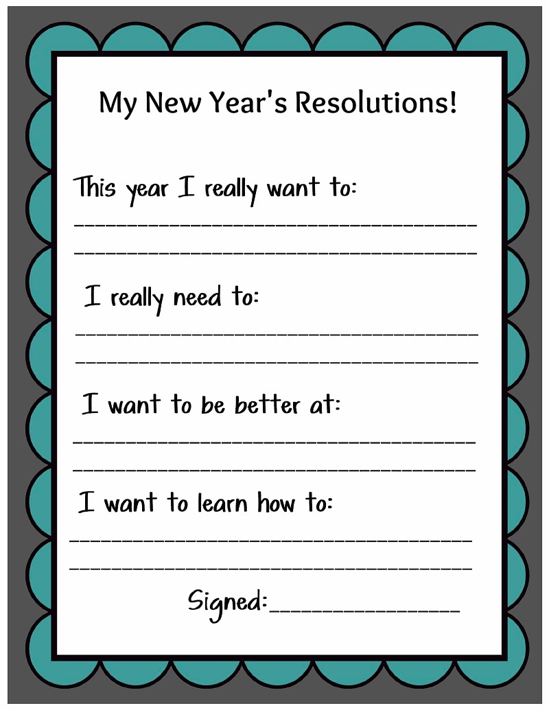 kid friendly new year's resolution printable - uncommon designs